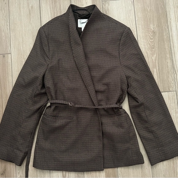 H&M Brown Houndstooth Belted Jacket - Picture 4 of 5